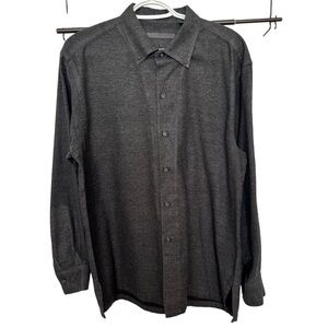 William Reid Shirt Men's Medium Flannel Button-Down Long Sleeve Casual Dark Gray